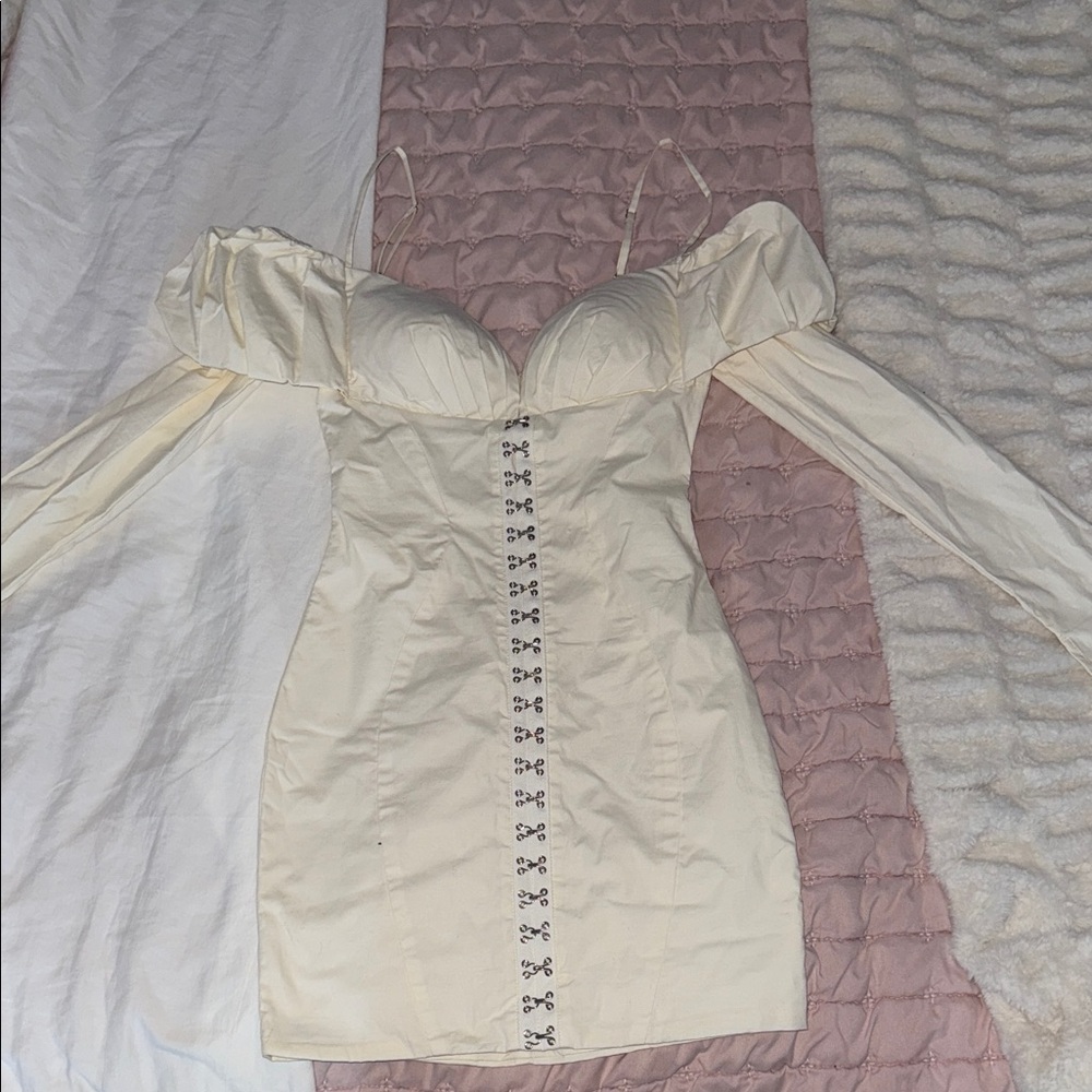 Oh Polly Cream Long Sleeve Dress
